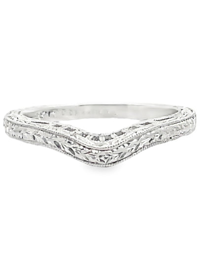 Kirk Kara SS6454B-BS Diamond Wedding Band with Hand Carving