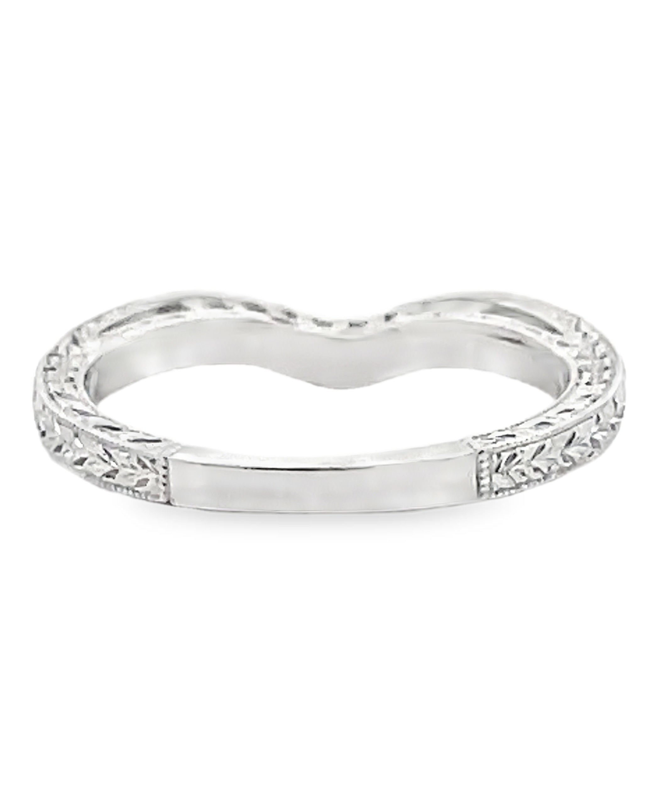 Kirk Kara SS6454B-BS Diamond Wedding Band with Hand Carving
