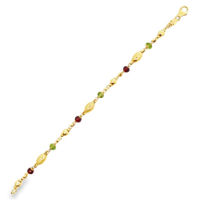 14K Yellow Gold Leslie's Bracelet with Garnet & Peridot