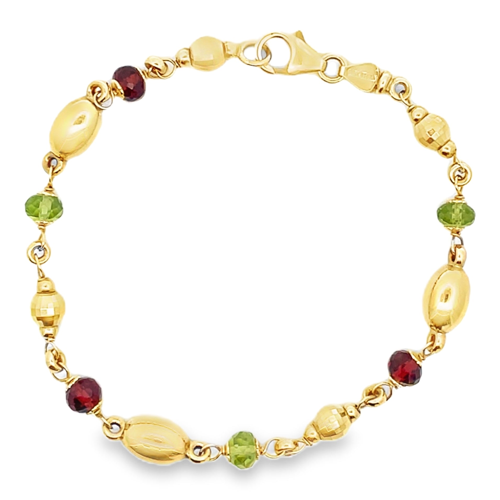 14K Yellow Gold Leslie's Bracelet with Garnet & Peridot