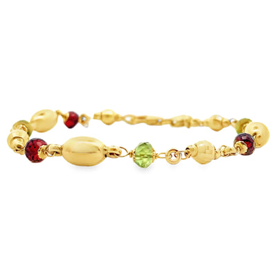14K Yellow Gold Leslie's Bracelet with Garnet & Peridot