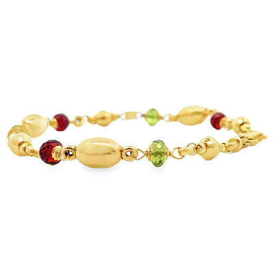 14K Yellow Gold Leslie's Bracelet with Garnet & Peridot