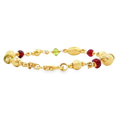 14K Yellow Gold Leslie's Bracelet with Garnet & Peridot