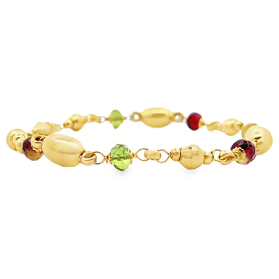 14K Yellow Gold Leslie's Bracelet with Garnet & Peridot