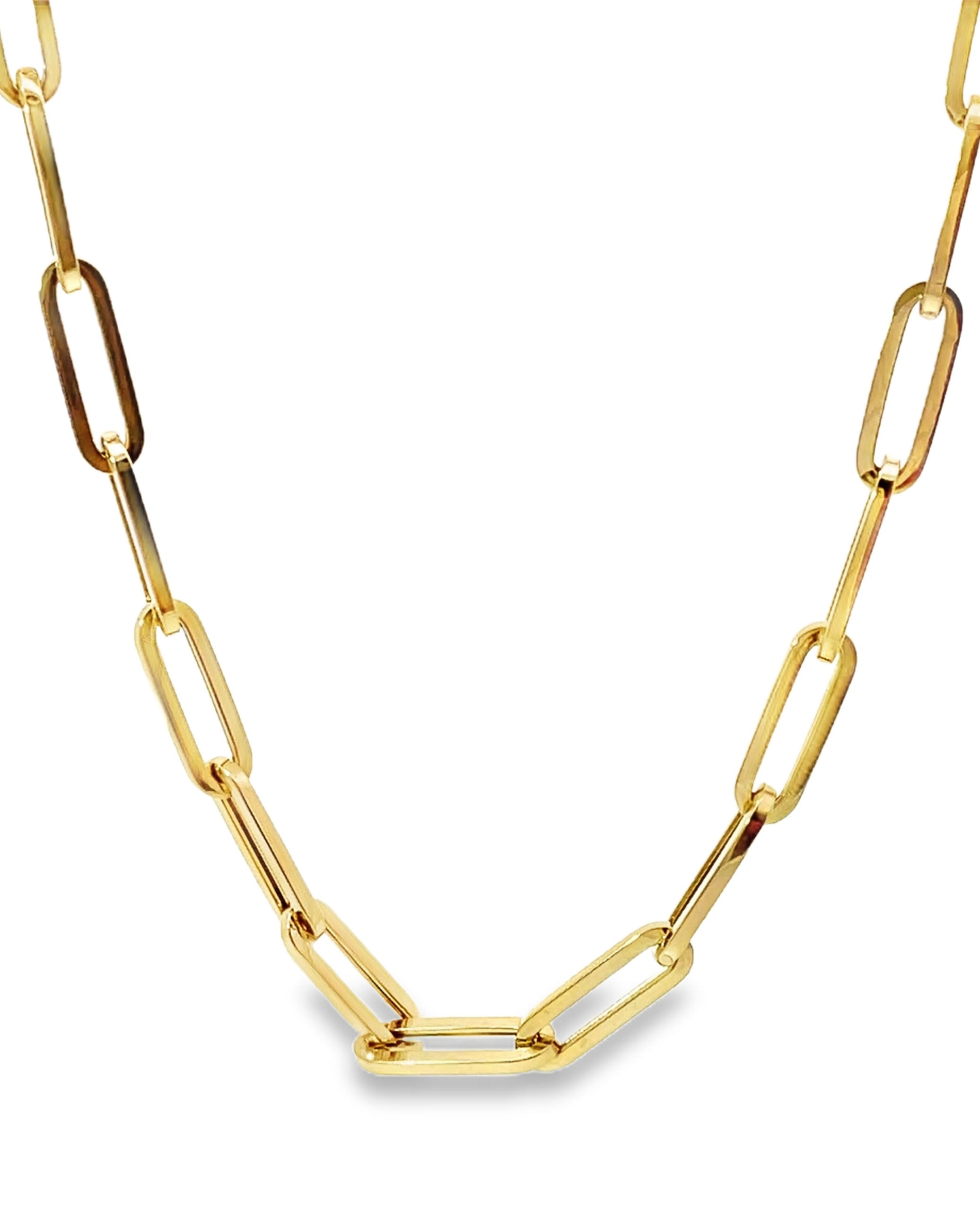 14K Yellow Gold Hollow Paperclip Chain