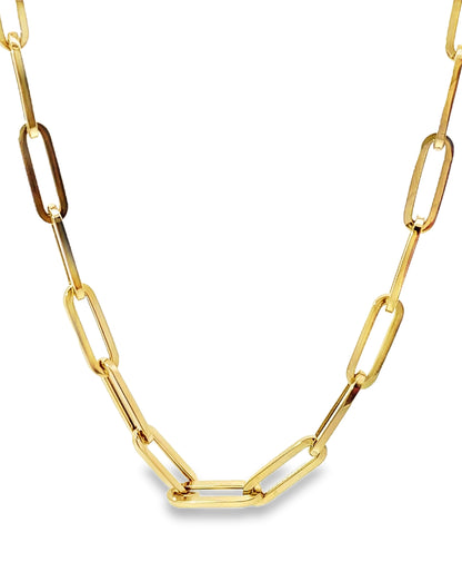 14K Yellow Gold Hollow Paperclip Chain