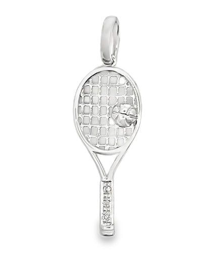 14K White Gold Tennis Charm with Diamond