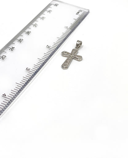 14K White Gold Diamond Cross