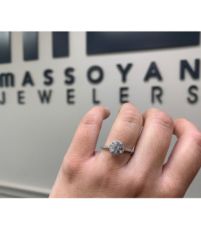 Ritani 1RZ3702 French-Set Halo Engagement Ring Setting for 6.5 Millimeter Round Center Stone