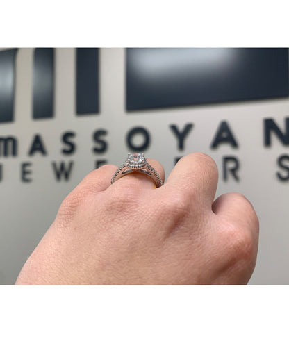 Ritani 1RZ3705 Bella Vita 18K Halo Engagement Ring Setting for 6.5 Millimeter Round Center Stone