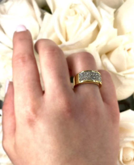 18k Ring with Princess Cut Diamonds Totaling 2.10 Carats
