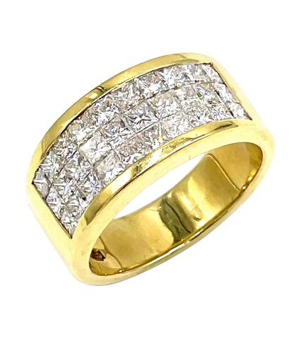 18k Ring with Princess Cut Diamonds Totaling 2.10 Carats