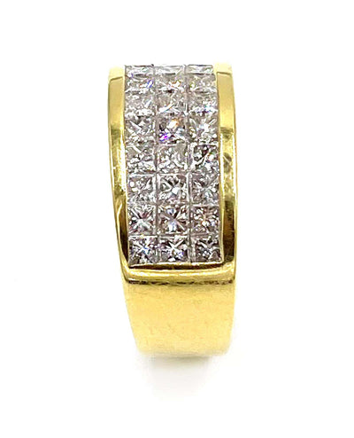 18k Ring with Princess Cut Diamonds Totaling 2.10 Carats