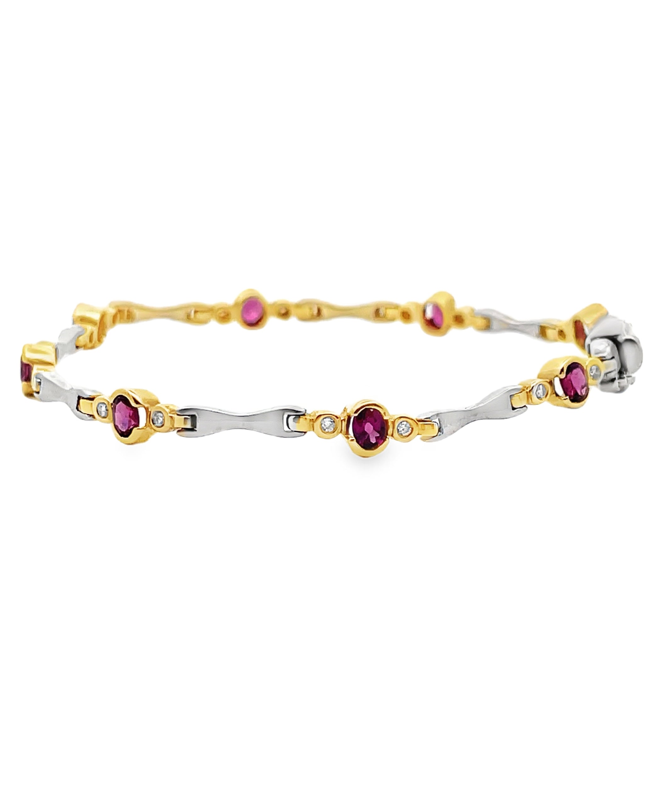 14K Two Tone Gold Rhodolite Bracelet
