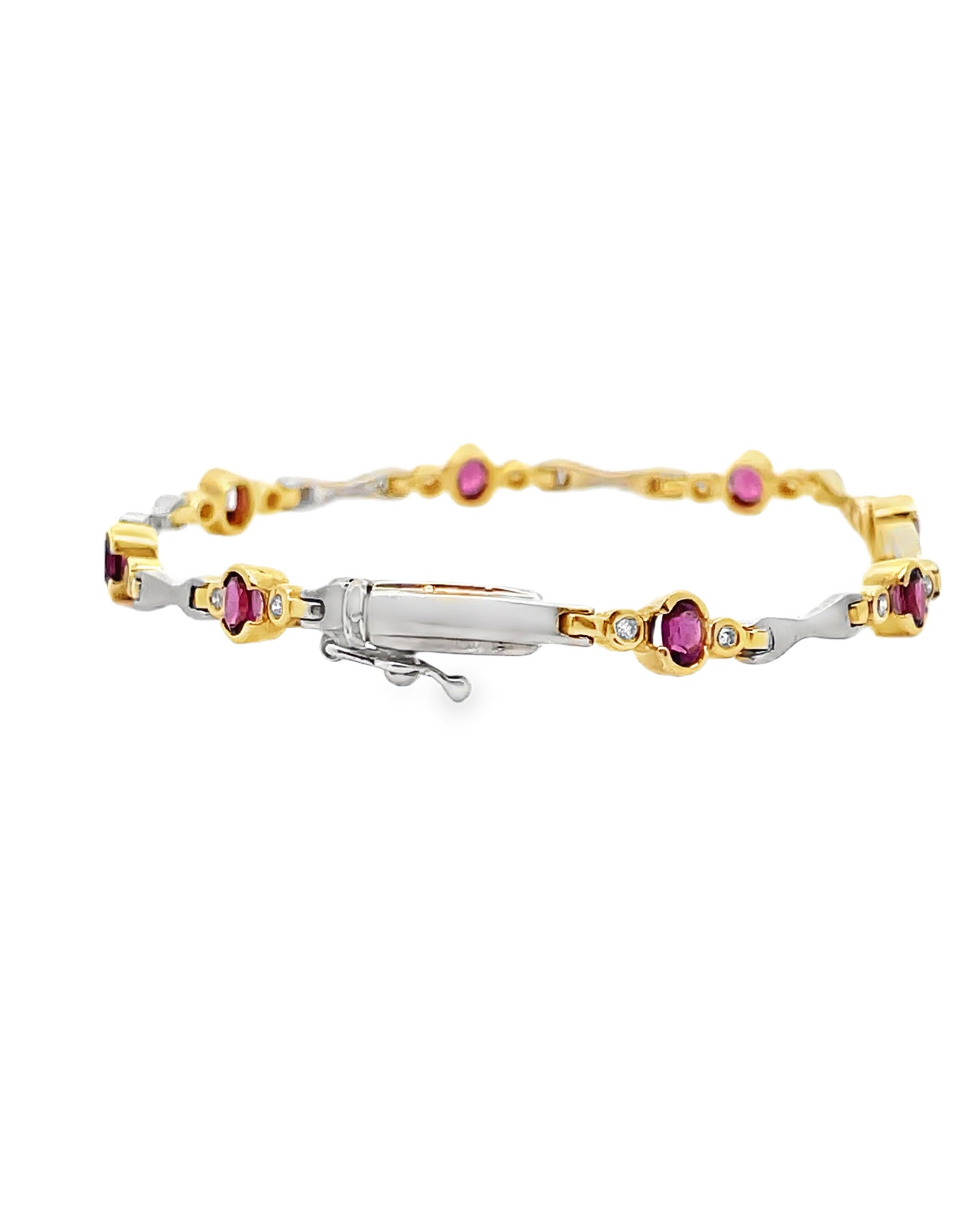 14K Two Tone Gold Rhodolite Bracelet