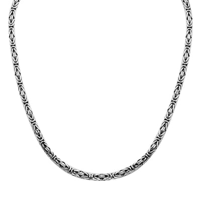 Sterling Silver 5mm Hand Crafted Byzantine Style Chain with Large Lobster Clasp, 22 inches