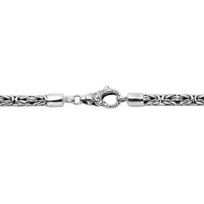 Sterling Silver 5mm Hand Crafted Byzantine Style Chain with Large Lobster Clasp, 22 inches