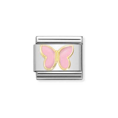 Nomination Composable 030285/59 Classic Symbols 18k Gold Pink Butterfly
