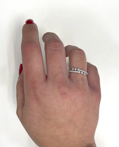 Bypass Ring with Round Diamonds in 14K White Gold