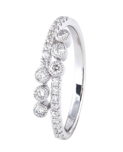 Bypass Ring with Round Diamonds in 14K White Gold