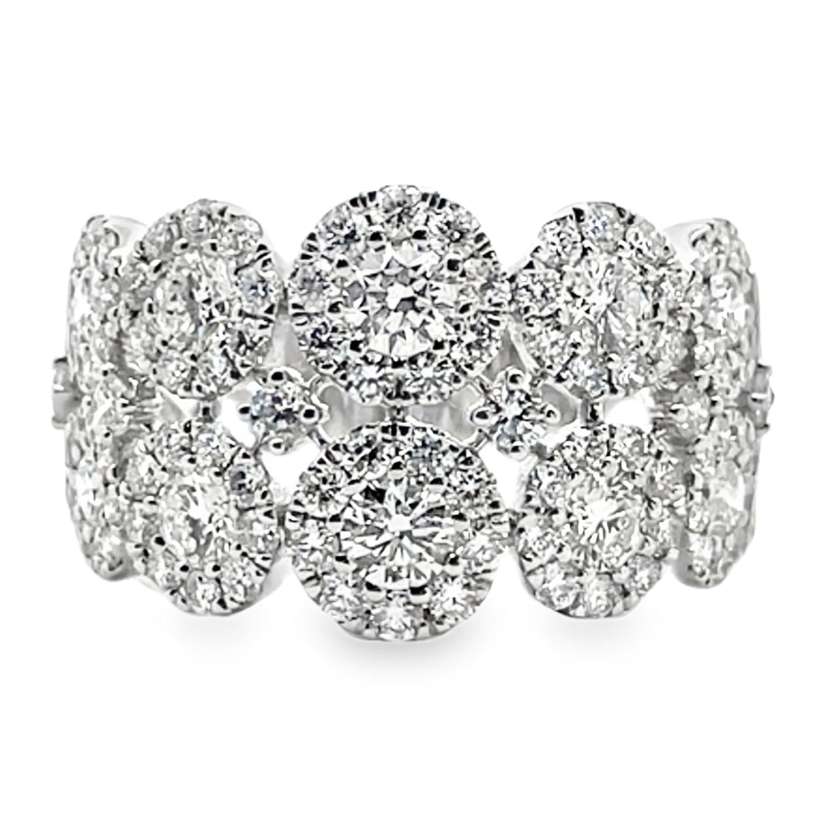 18K White Gold Ring With Multi Row Diamonds Totaling 1.81 Carats