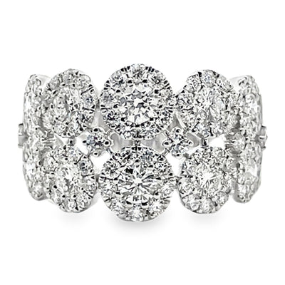 18K White Gold Ring With Multi Row Diamonds Totaling 1.81 Carats