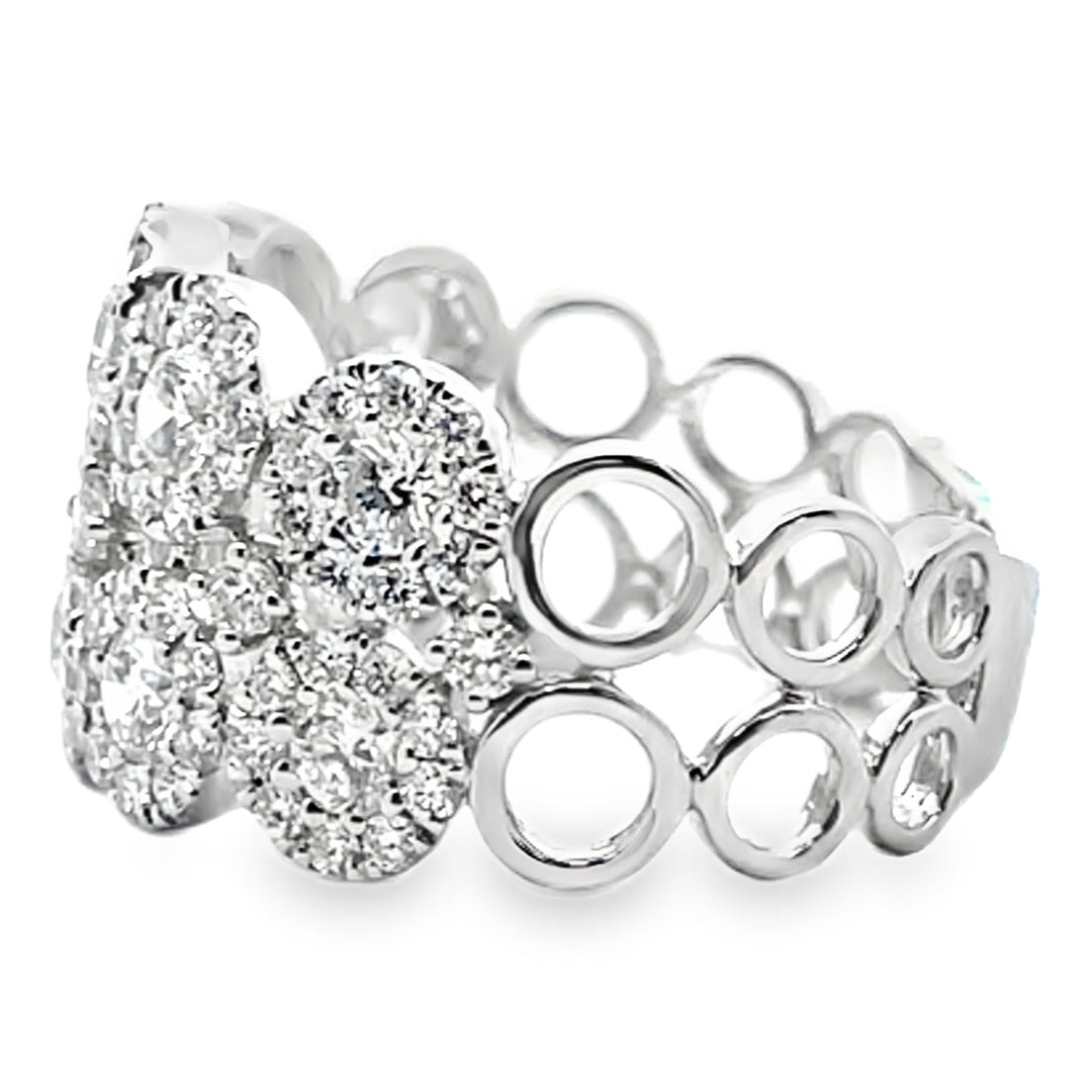 18K White Gold Ring With Multi Row Diamonds Totaling 1.81 Carats