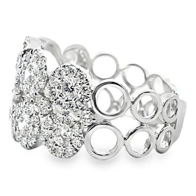 18K White Gold Ring With Multi Row Diamonds Totaling 1.81 Carats