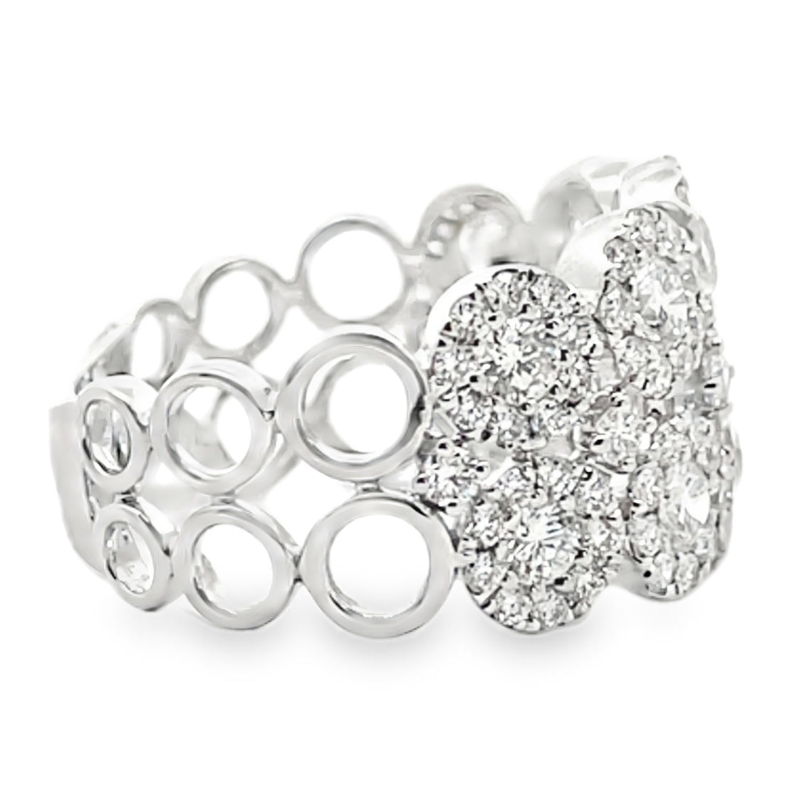 18K White Gold Ring With Multi Row Diamonds Totaling 1.81 Carats