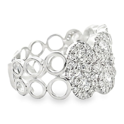 18K White Gold Ring With Multi Row Diamonds Totaling 1.81 Carats