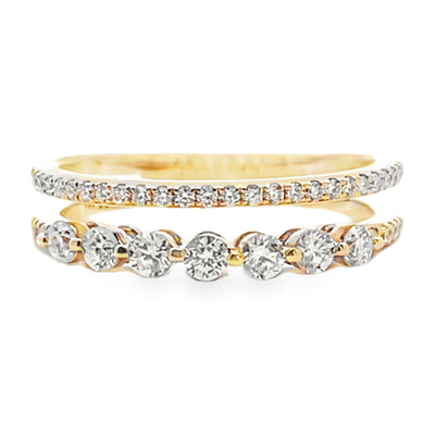 14K Yellow Gold Ring With Multi Row Diamonds Totaling 0.55 Carats