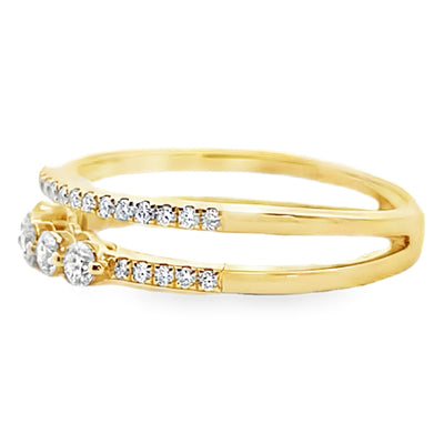 14K Yellow Gold Ring With Multi Row Diamonds Totaling 0.55 Carats