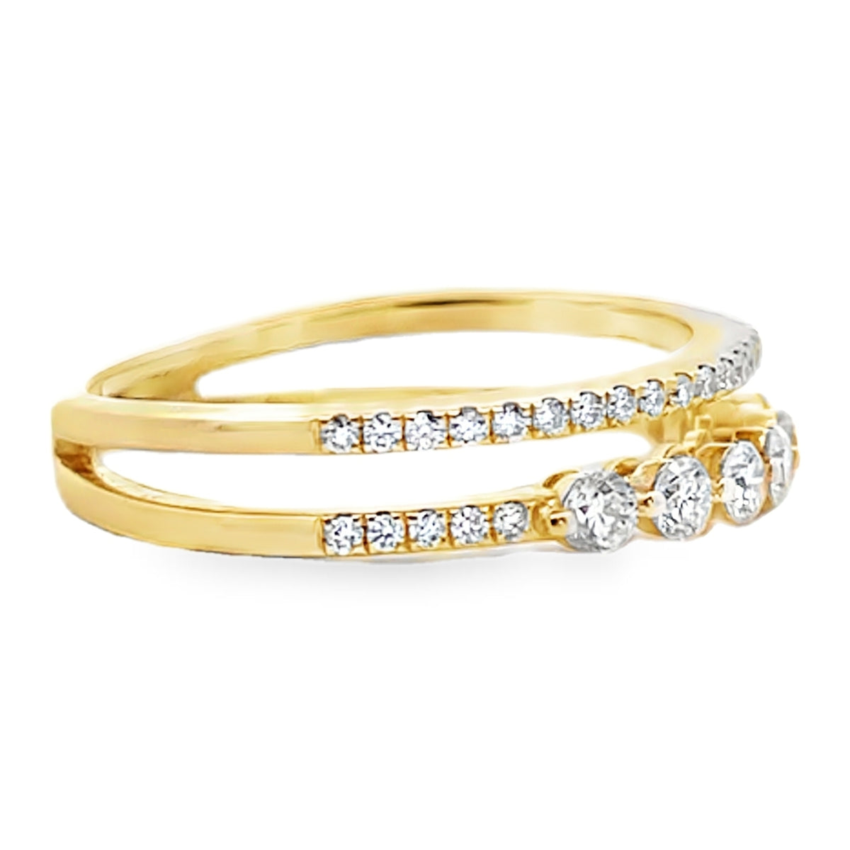 14K Yellow Gold Ring With Multi Row Diamonds Totaling 0.55 Carats