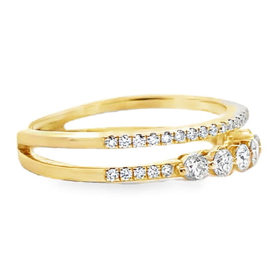14K Yellow Gold Ring With Multi Row Diamonds Totaling 0.55 Carats