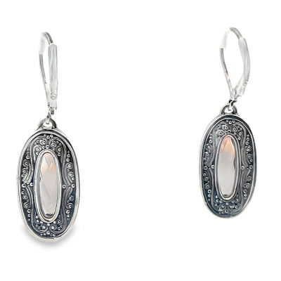 Sara Blaine Sterling Silver Drop Earrings with 18K Yellow Gold Accents and Oval Smoky Topaz