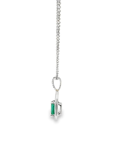 Recarlo AD 947/BS 18K White Gold Necklace with Center Emerald & Diamonds