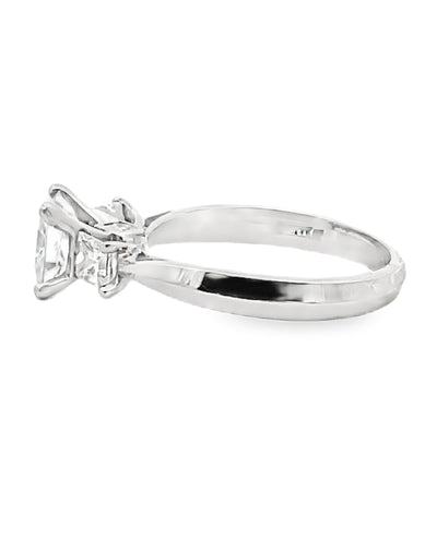 Scott Kay M1164QD10PP Platinum "Crown" Three Stone Engagement Ring for 6 Millimeter Center Princess-Cut Stone