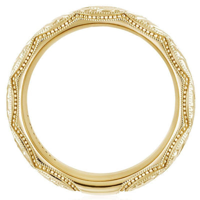Tacori, Founder's Collection, High Polish Wheat Hand Engraved Wedding Band in 18K Yellow Gold