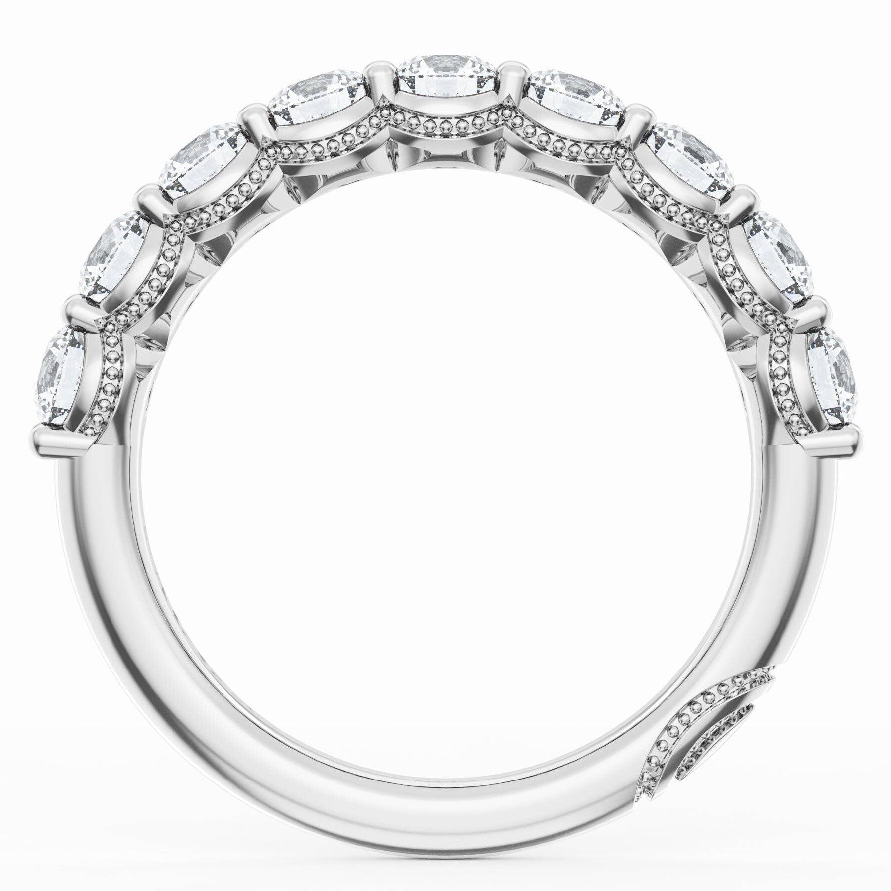 Tacori 415 Founder's Collection 14K White Gold, Half Way Around Band Ring with 1.30 Carats Round Natural Diamonds
