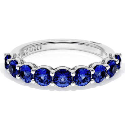 Tacori 415 Founder's Collection 14K White Gold, Half Way Around Band Ring with 1.45 Carats Round Sapphires