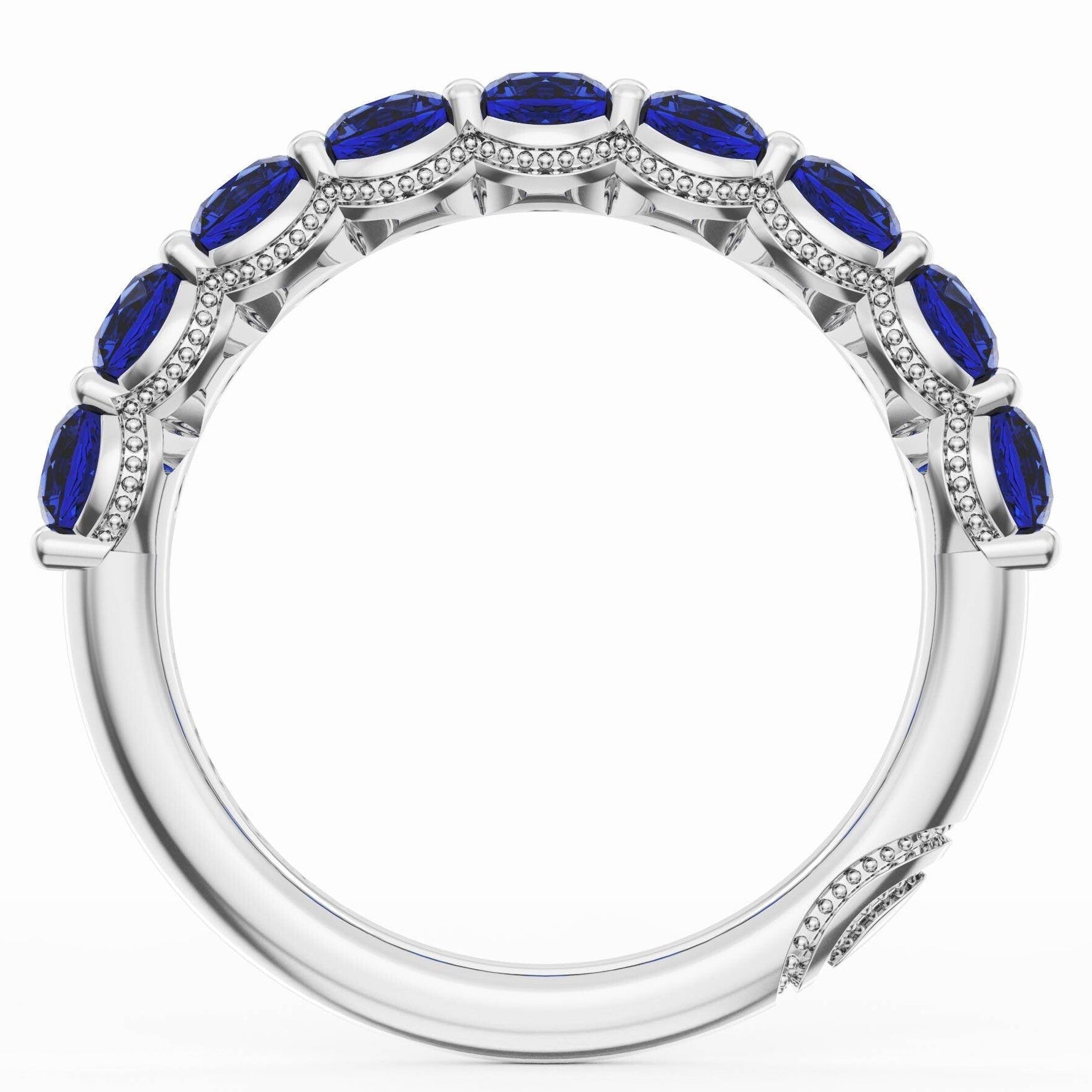 Tacori 415 Founder's Collection 14K White Gold, Half Way Around Band Ring with 1.45 Carats Round Sapphires