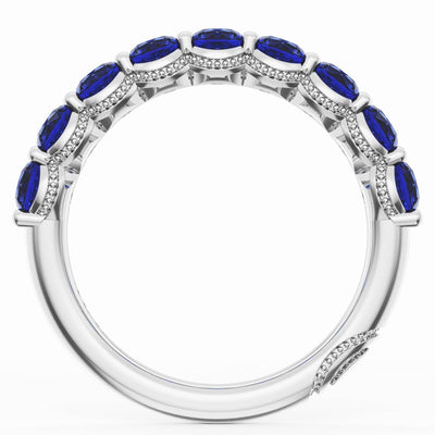 Tacori 415 Founder's Collection 14K White Gold, Half Way Around Band Ring with 1.45 Carats Round Sapphires