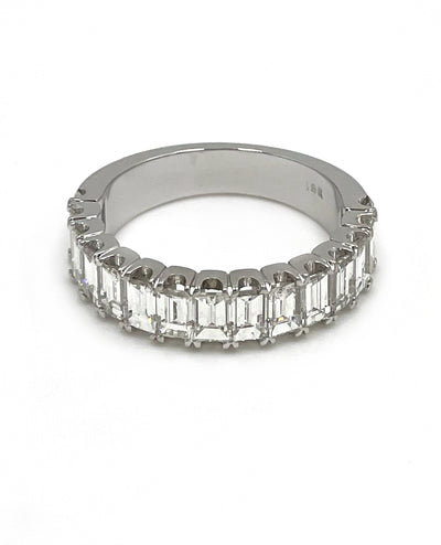 18K White Gold Half Way Baguette Ring