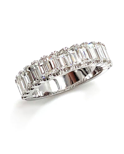 18K White Gold Half Way Baguette Ring