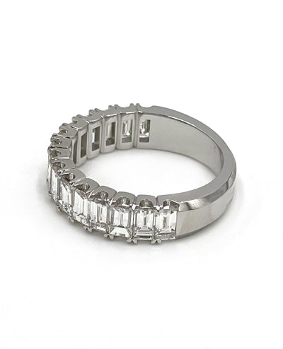 18K White Gold Half Way Baguette Ring