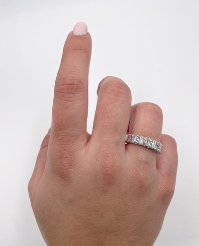 18K White Gold Half Way Baguette Ring