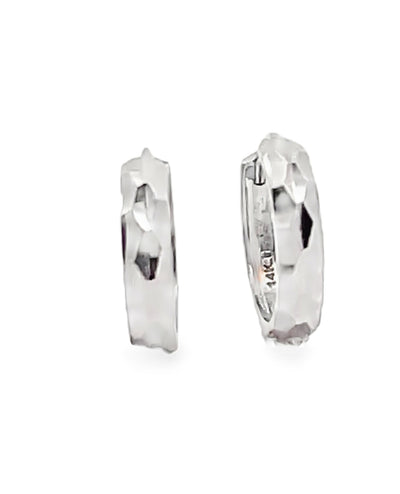 14K White Gold Small Hoop Earrings