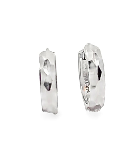 14K White Gold Small Hoop Earrings