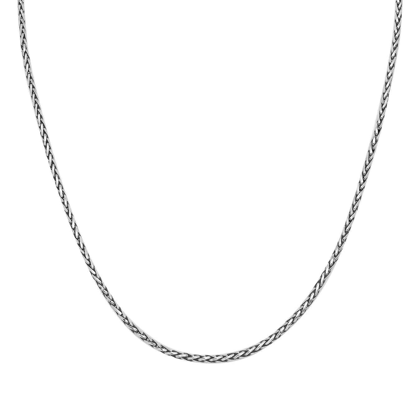 Sterling Silver 4mm Bali Wheat Chain Necklace with Large Lobster Lock Clasp, 22 inches