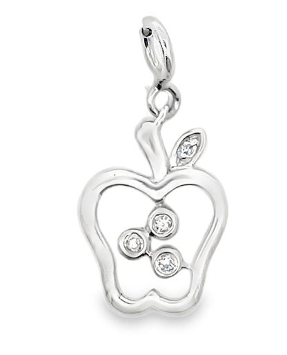 14K White Gold Apple Charm